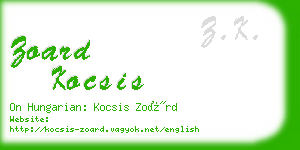 zoard kocsis business card